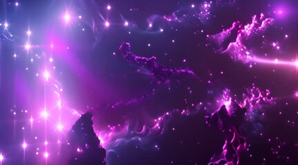 Sticker - Violet Nebula and Starfield in Deep Space with AI generated.
