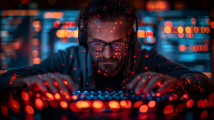 software developer typing lines of code on computer
