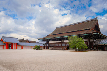 Poster - Kyoto, Japan - April 8 2023: Kyoto Imperial Palace was the residence of Japan's Imperial Family until 1868, when the emperor and capital were moved from Kyoto to Tokyo.