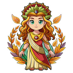 Wall Mural - Demeter ,Sticker Style, Full body, white background