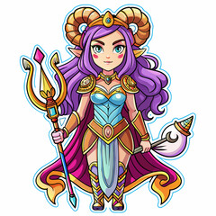 Wall Mural - Artemis ,Sticker Style, Full body, white background