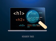 © bestforbest - SEO header tags concept, website structure optimization, header tag hierarchy, on-page SEO, HTML tags, search engine optimization strategy, content organization. Vector illustration