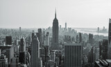 Fototapeta Nowy Jork - Empire State Building and New York City Skyline in black and white. New York, USA