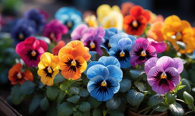 Wall Mural - a colorful mix of pansies in a garden bed