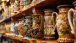 Decorative steins and other souvenirs are sold in abundance providing visitors with lasting memories of their Oktoberfest experience.