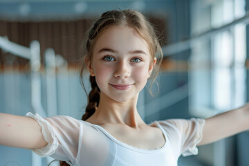 Wall Mural - Portrait of pretty ballet dancer in studio