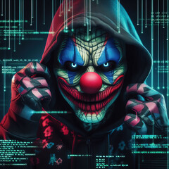 Wall Mural - Anonymous hacker with hood with programming codes and symbols, hacking computer system