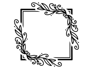 Wall Mural - Flowers Frame Line Art Illustration