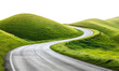 Asphalt road among the green hills isolated on transparent background