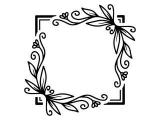 Wall Mural - Flowers Frame Line Art Illustration