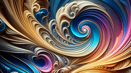 Wall Mural - wall art for home decor, abstract background wallpaper with waves and curves in vivid colors. fracta