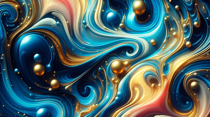 Wall Mural - blue background wallpaper with waves and curves in vivid colors. abstract wall art for home decor, f