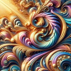Wall Mural - abstract background wallpaper with waves and curves. fantasy wall art for home decor, fractal textur