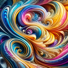 Wall Mural - fantasy wall art for home decor, abstract background wallpaper with waves and curves in vivid colors