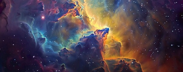 Wall Mural - Astronomical background with colorful starry universe