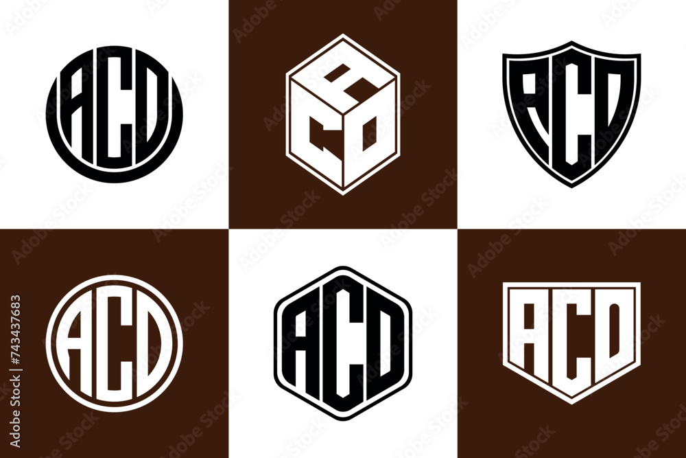 ACO initial letter geometric shape icon logo design vector. monogram ...