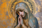Fototapeta Sawanna - The praying Mary depicted in Byzantine style. AI generative.