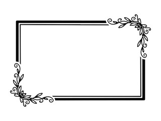 Wall Mural - flower line art frame illustration