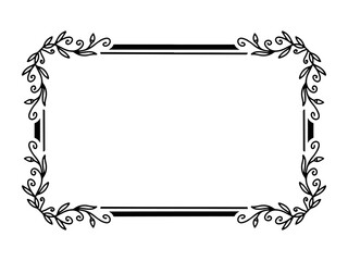 Wall Mural - Flower Line Art Frame Illustration