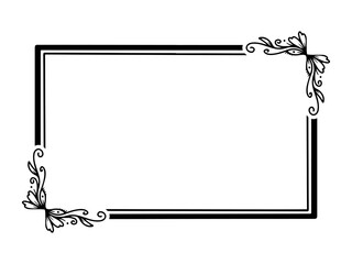 Wall Mural - frame flower line art illustration