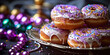 donuts and beads for the mardi gras celebration, 