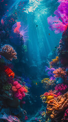 coral reef in the blue sea