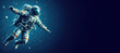 astronaut in spacesuit fling in space, cosmonaut in space.