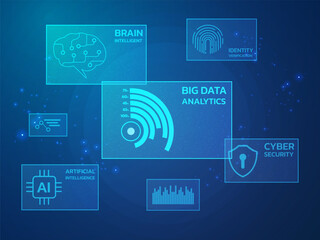 Wall Mural - abstract data management analytics dashboard system digital hologram vector design concept. dashboar