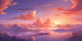 Fototapeta  - sunset behind clouds creates a captivating scene filled with drama and beauty. As the sun dips below the horizon, its golden rays illuminate the edges of the clouds, casting a warm and ethereal glow