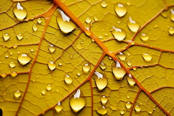 Macro autumn yellow leaf texture. Selective focus.