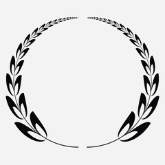 Laurel wreath. Laurel leaf crest sign. Roman wreath best movie nomination. Film festival award border.