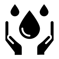 Canvas Print - save water icon, Hand holding water drop icon.