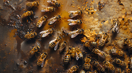 Wall Mural - the bees are lined up