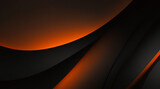 Fototapeta  - Abstraktes dunkelgraues horizontales breites Banner mit orangefarbenen Lichtlinien auf Leerraum. Futuristischer dunkler Luxus-Hintergrund mit moderner Technologie. Vektorillustration.