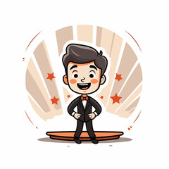 Poster - Businessman Surfing - Cute Cartoon Vector IllustrationÃ¯Â»Â¿