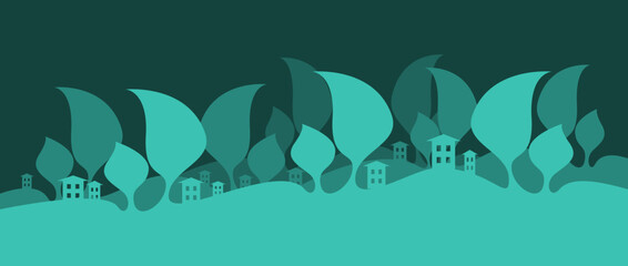 Environment city concepr. Countryside landscape. Eco green city. Flat vector illustration.