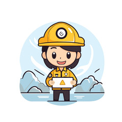 Canvas Print - engineer cartoon character with helmet and safety equipment vector Illustration.