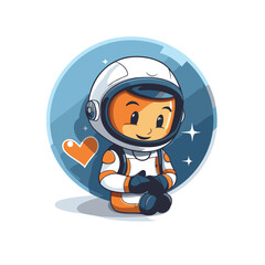 Canvas Print - Cute astronaut boy in space suit and helmet. Vector illustration.