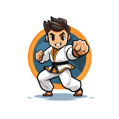 Poster - Taekwondo Cartoon Mascot Character Vector Illustration.