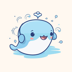 Sticker - cute whale cartoon design. vector illustration eps10 graphic.