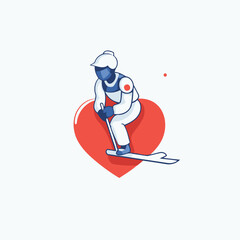 Wall Mural - Skiing. winter sports vector illustration. Flat style design.