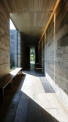 Wall Mural - Interior of modern loft with concrete floor and panoramic windows