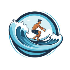 Poster - surfer. vector illustration of a man surfing on a wave.