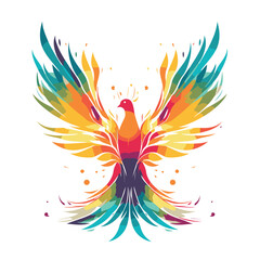 Sticker - Vector illustration of a bird with wings. Colorful bird logo.