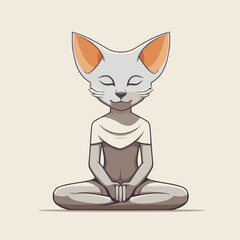 Canvas Print - Cute cat meditating in lotus position. Vector illustration.