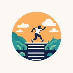 Sticker - Man running in the park. Flat style vector illustration. EPS 10