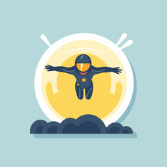 Sticker - Astronaut flying in space. Vector illustration in flat style.