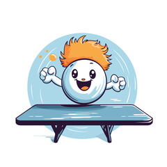 Sticker - Cartoon character of bowling ball. Vector illustration on white background.