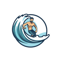 Poster - Surfer logo. Vector illustration of a man surfing on a wave.