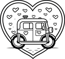 Poster - tuk tuk icon in heart shape vector illustration graphic design.